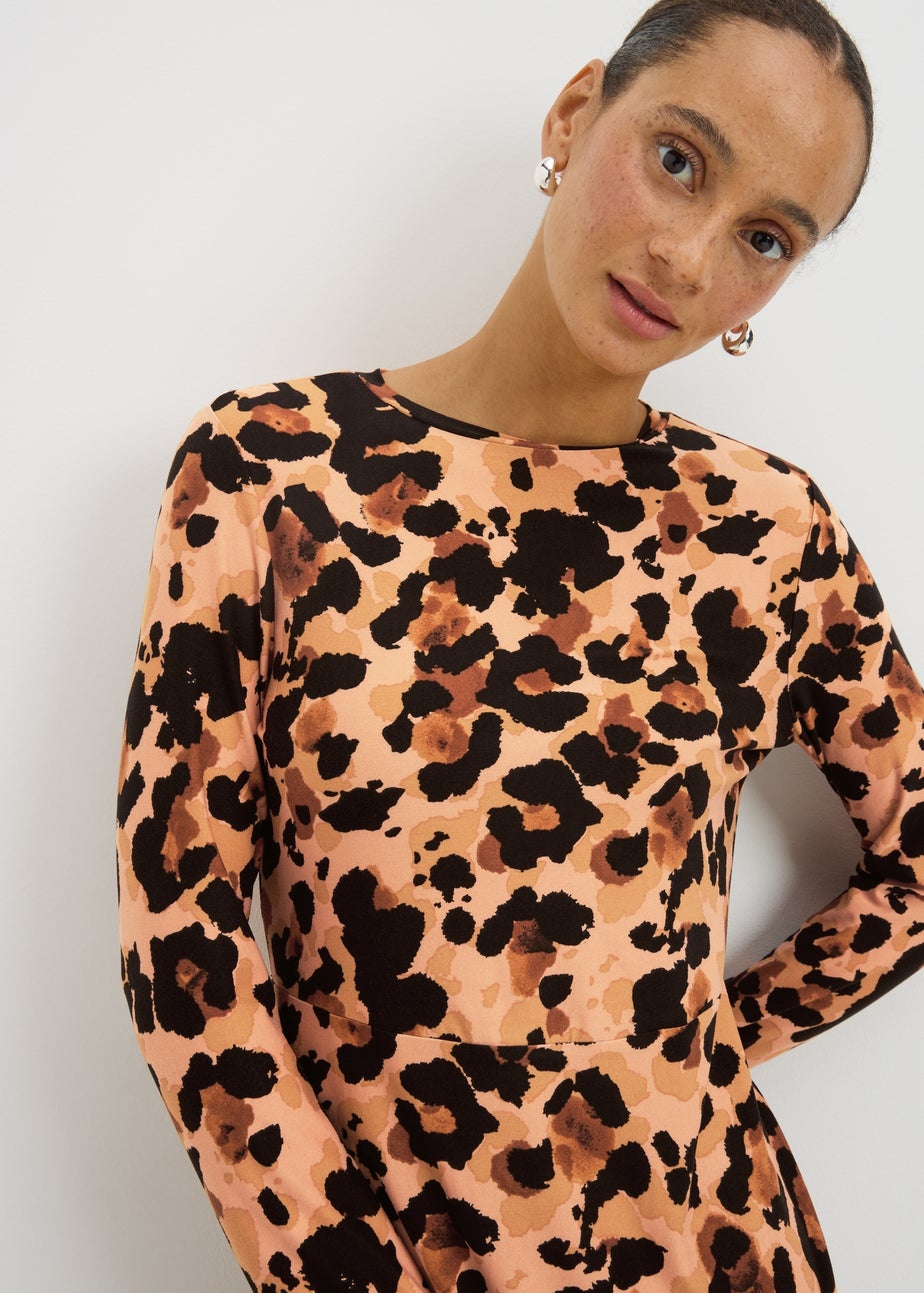 Brown Leopard Print Supersoft Mini Dress