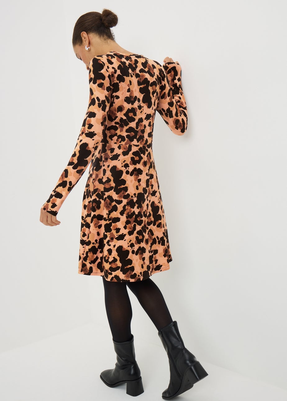 Brown Leopard Print Supersoft Mini Dress