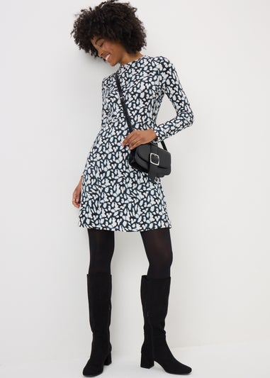 Black Animal Print Supersoft Mini Dress