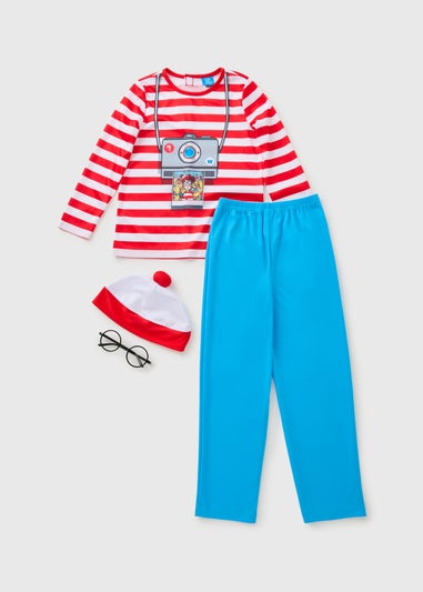 Boys Red Where's Wally Costume (3-12 Yrs)