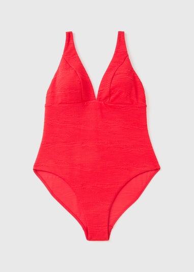 Red Plunge Swimsuit