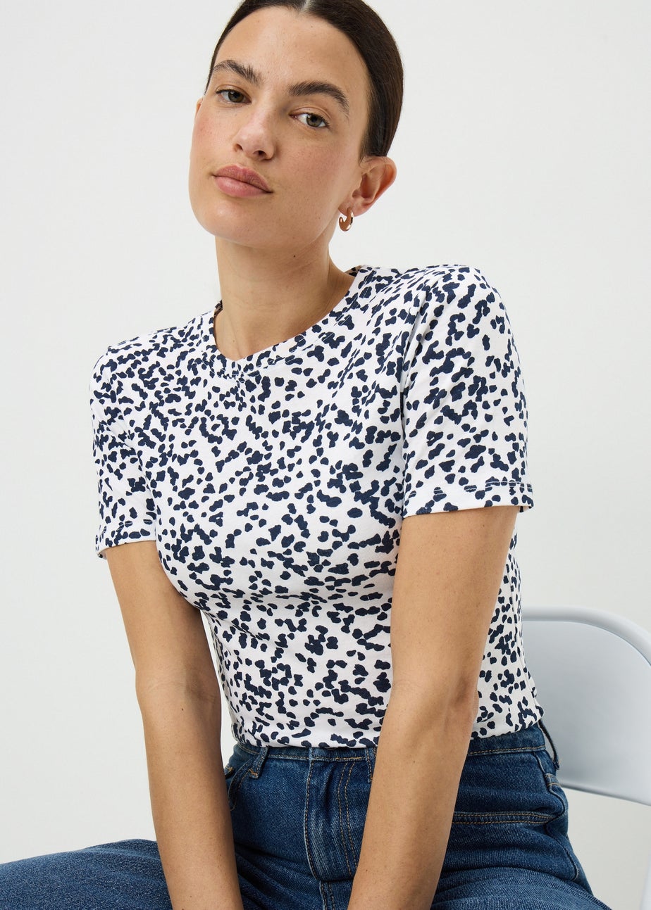 Navy Print Fitted T-Shirt