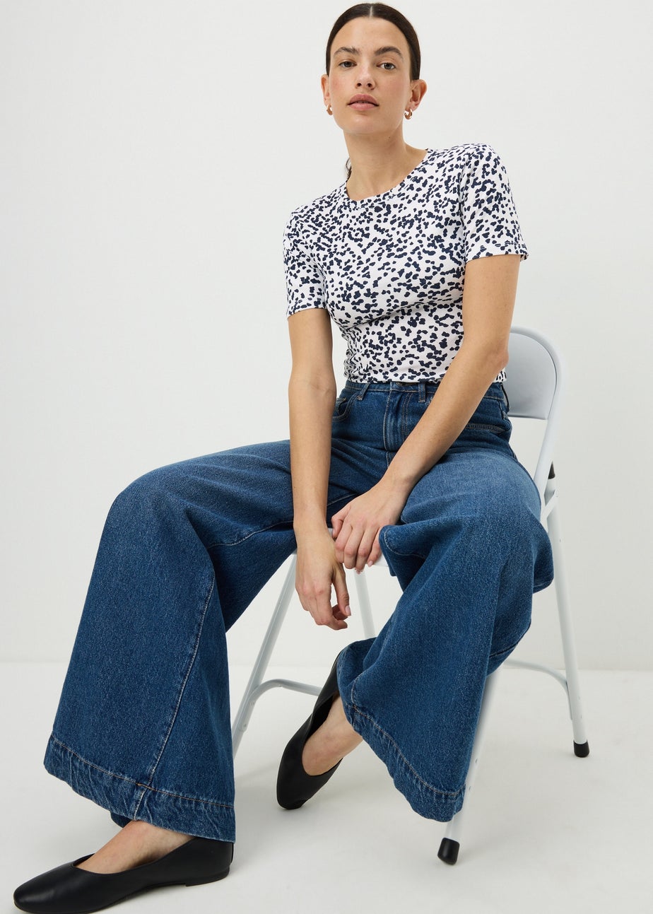 Navy Print Fitted T-Shirt