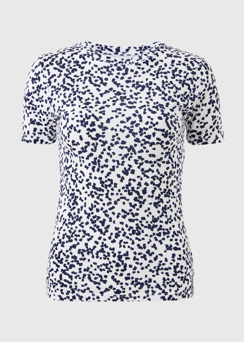 Navy Print Fitted T-Shirt