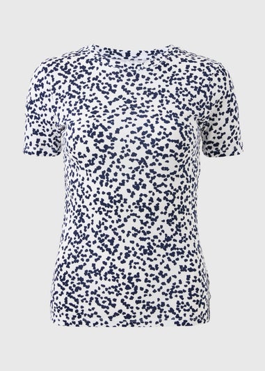 Navy Print Fitted T-Shirt