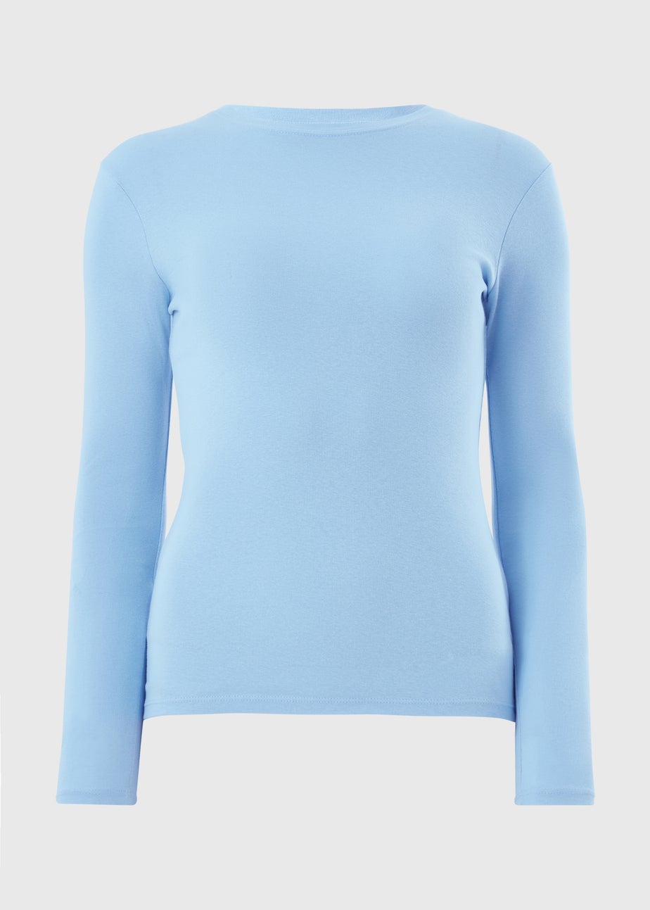 Light Blue Fitted Long Sleeve T-Shirt