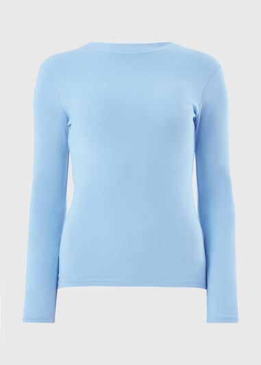 Light Blue Fitted Long Sleeve T-Shirt