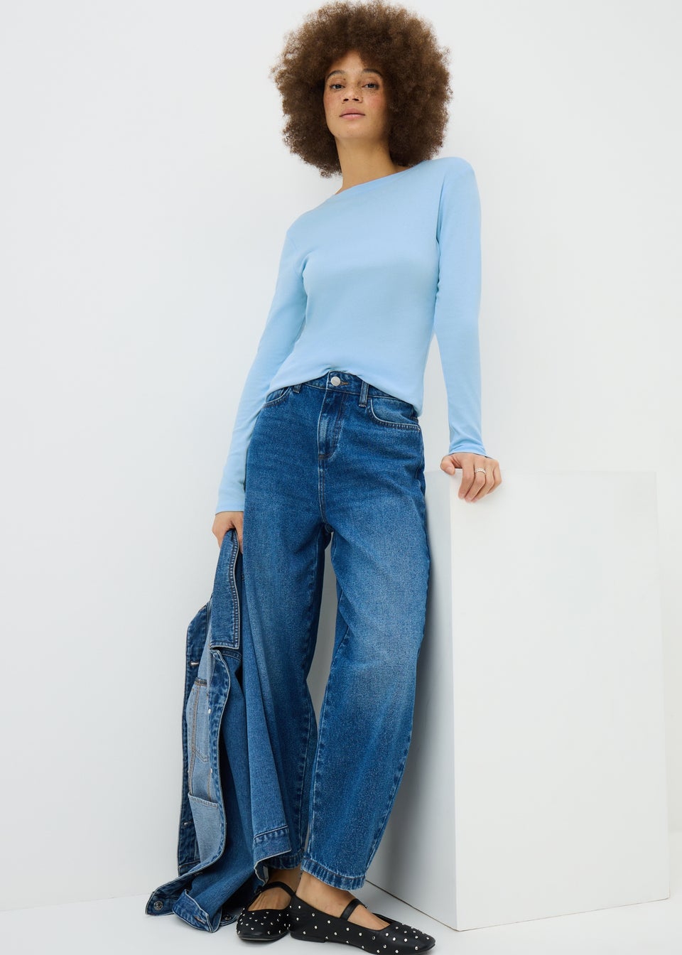 Light Blue Fitted Long Sleeve T-Shirt