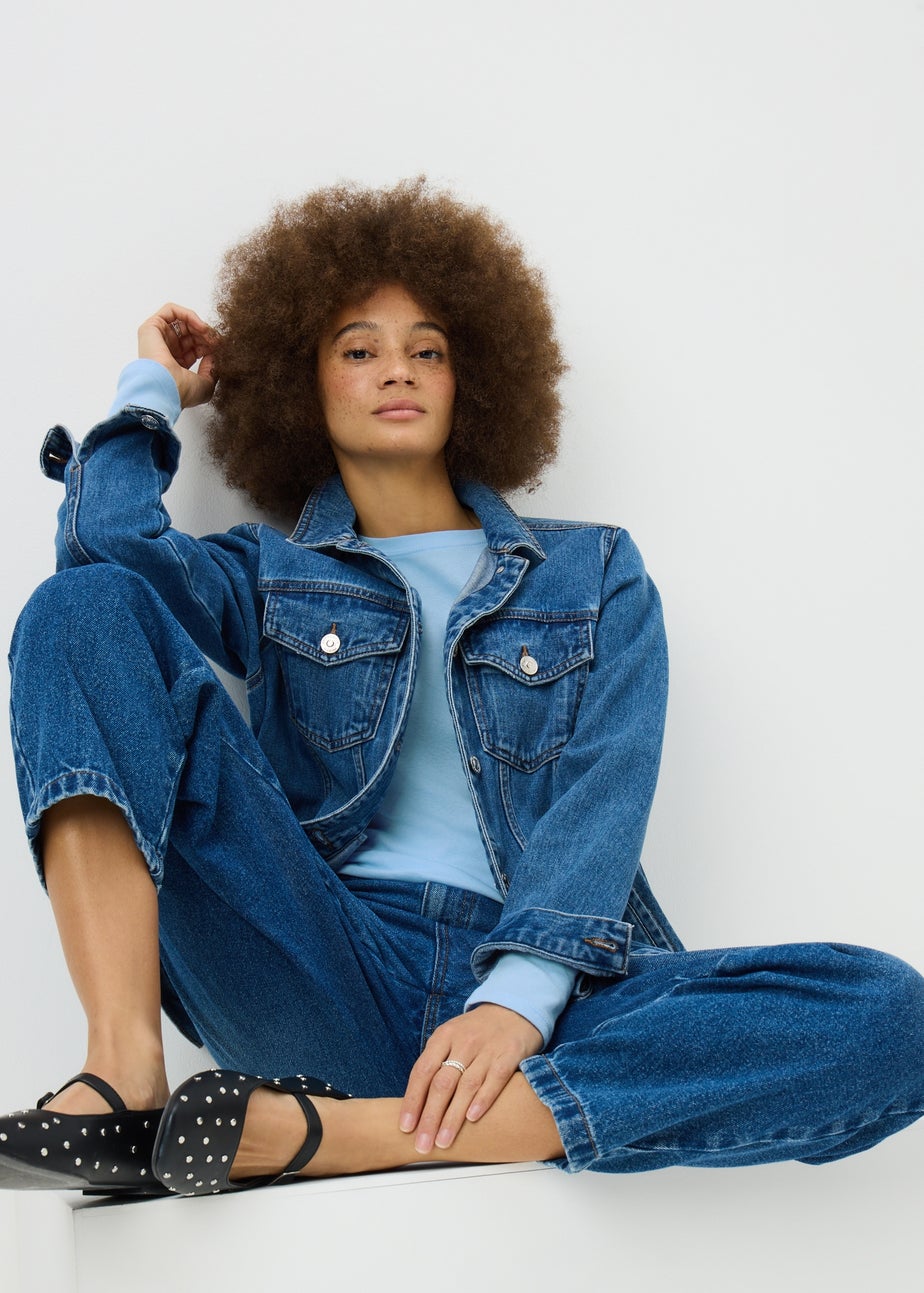 Light Blue Fitted Long Sleeve T-Shirt