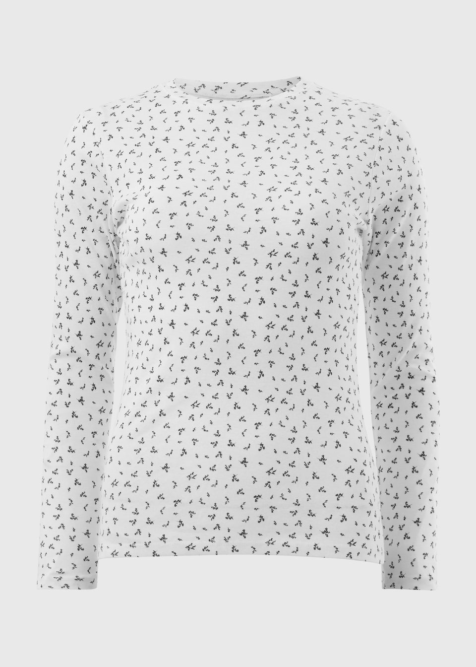 White Ditsy Floral Fitted Long Sleeve Top