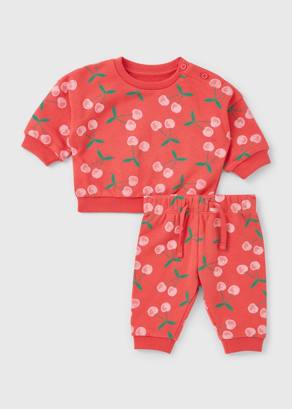 Baby Pink Cherry Sweatshirt & Jogging Bottom Set (Newborn-23mths)