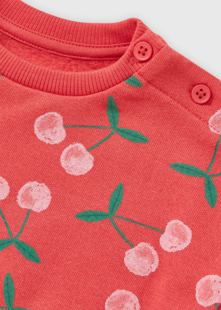 Baby Pink Cherry Sweatshirt & Jogging Bottom Set (Newborn-23mths)