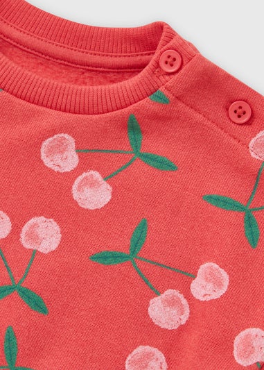 Baby Pink Cherry Sweatshirt & Jogging Bottom Set (Newborn-23mths)