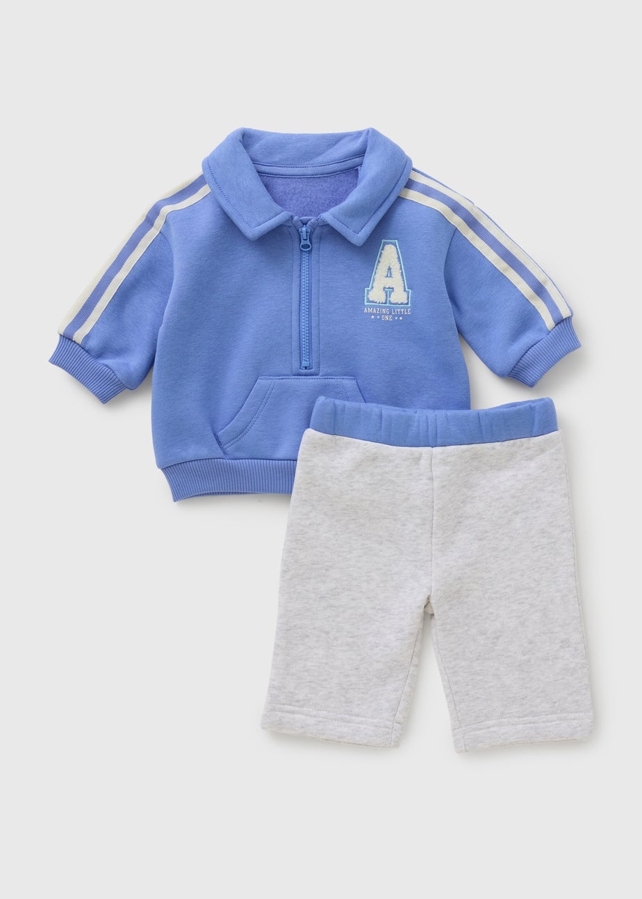 Baby Blue Varsity Sweatshirt & Legging Set (Newborn-23mths)