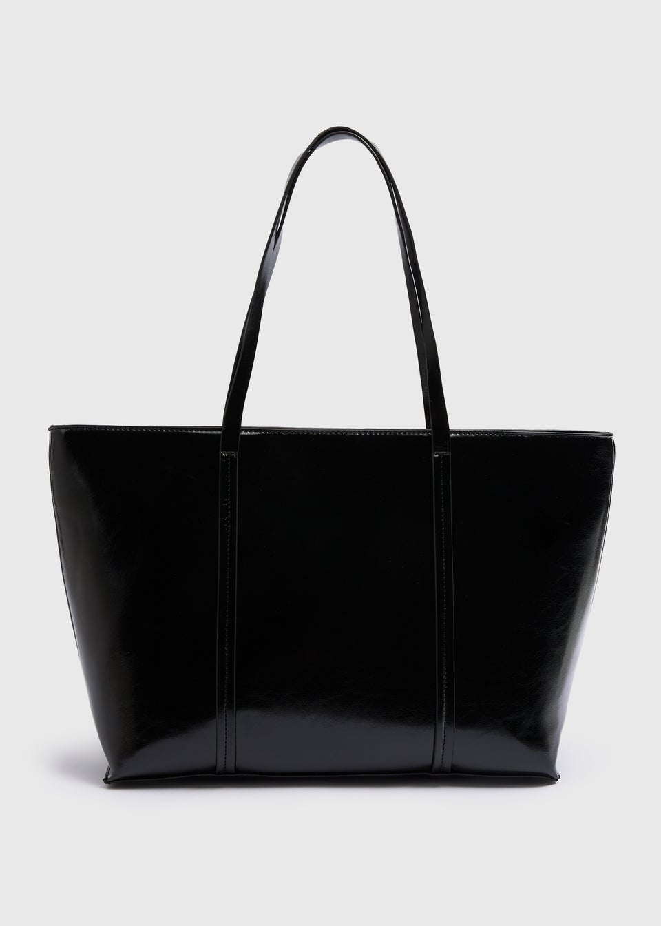 Black Faux Leather Tote Bag