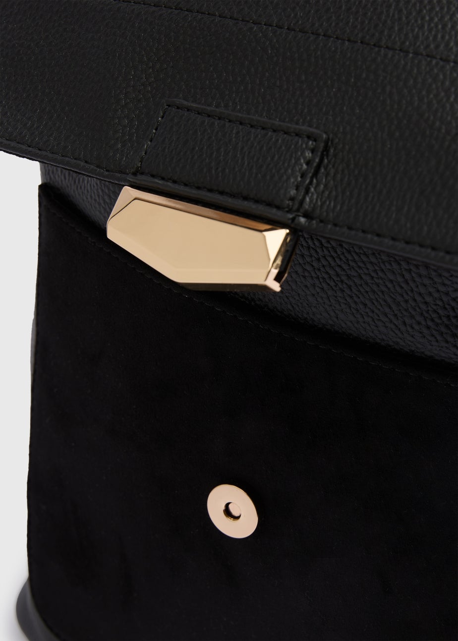 Black Faux Leather Backpack