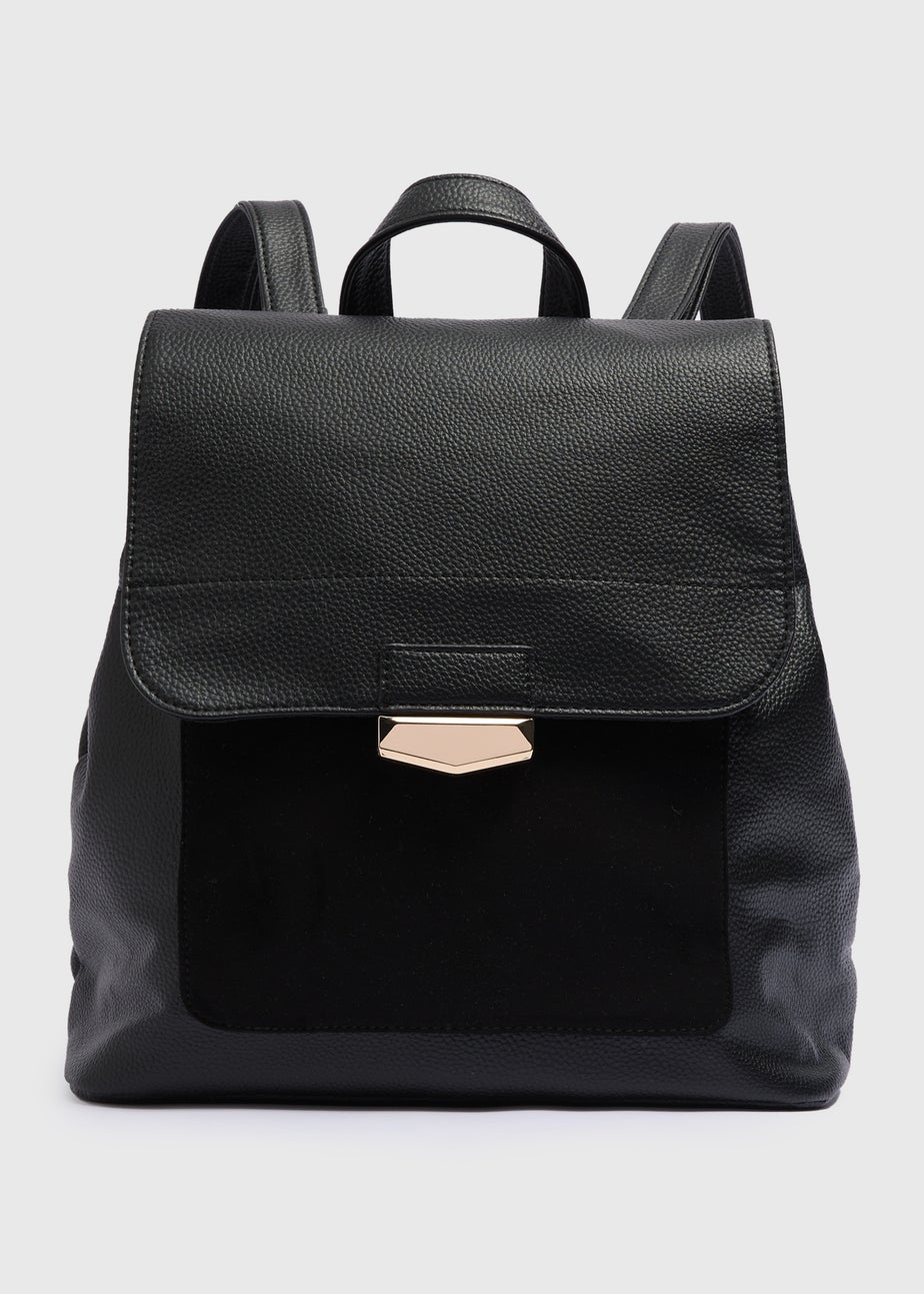 Black Faux Leather Backpack