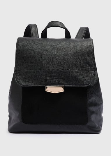 Black Faux Leather Backpack