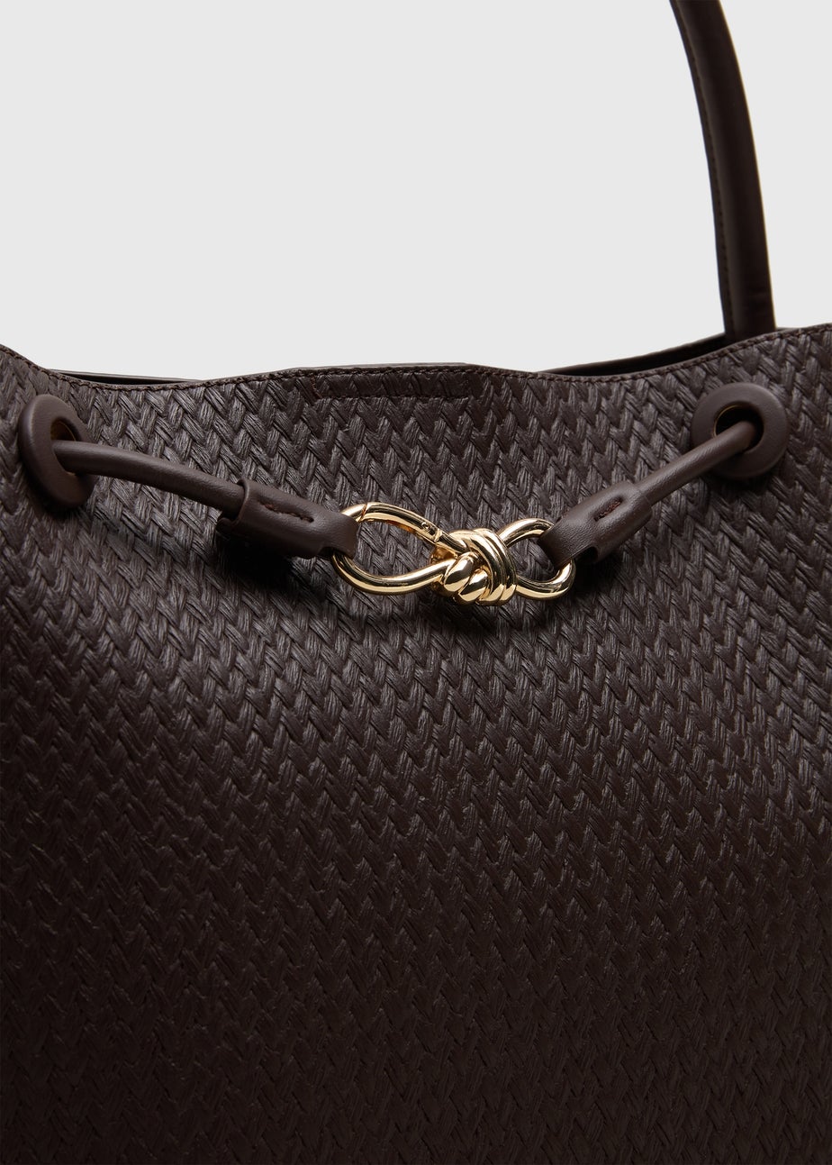 Chocolate Brown Weave Tote Bag