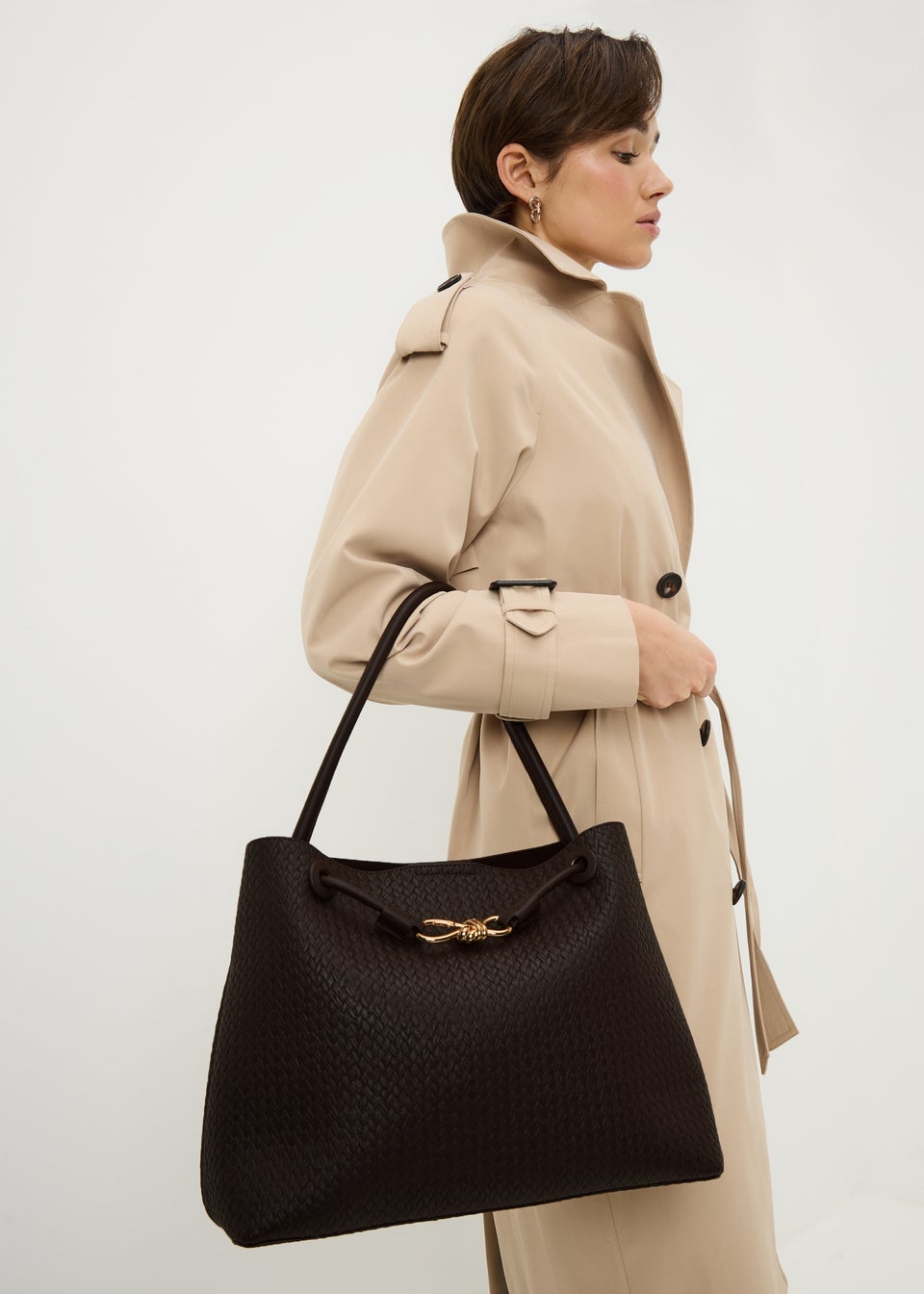 Chocolate Brown Weave Tote Bag