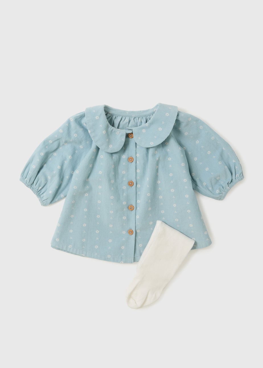 Baby Blue Dress & Tights Set (Newborn-23mths)