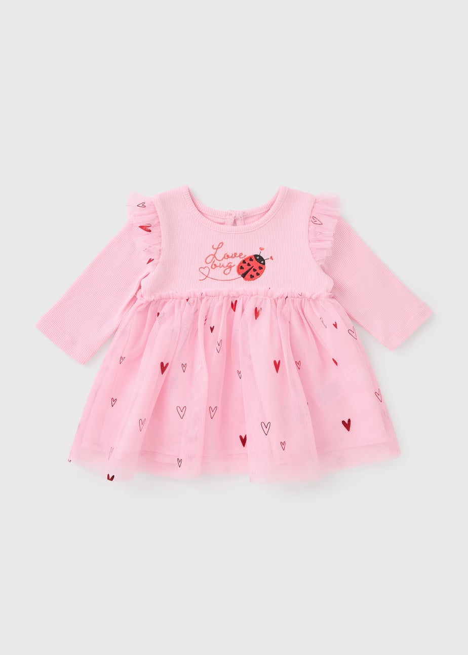 Baby Pink Love Bug Mesh Dress (Newborn-23mths)