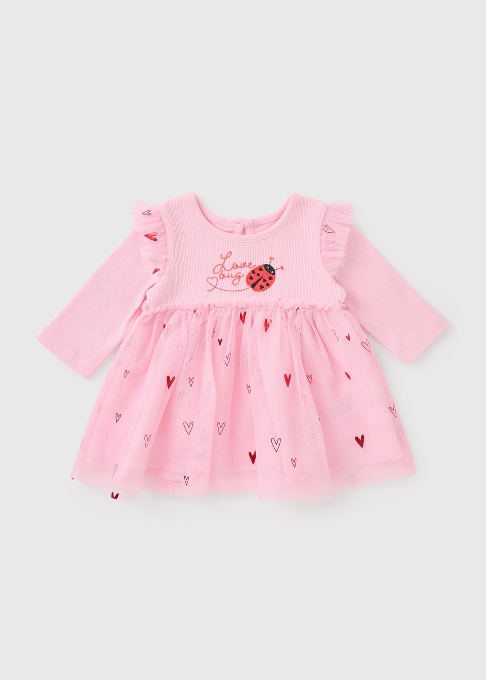 Baby Pink Love Bug Mesh Dress (Newborn-23mths)