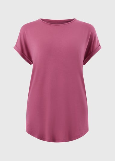 Rose Pink Plain Longline T-Shirt