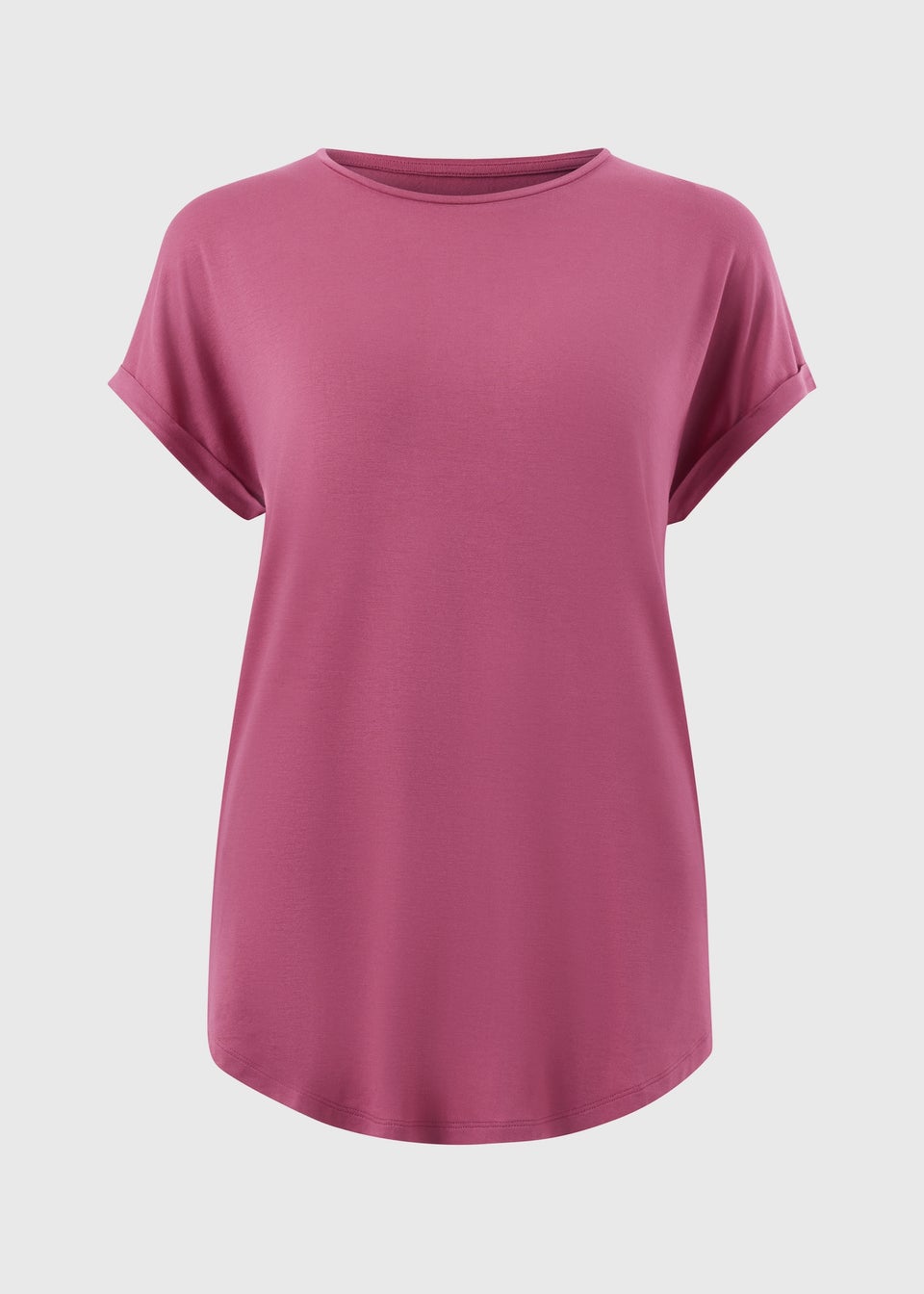 Rose Pink Plain Longline T-Shirt
