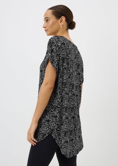Black Printed Longline T-Shirt