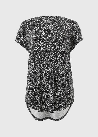 Black Printed Longline T-Shirt