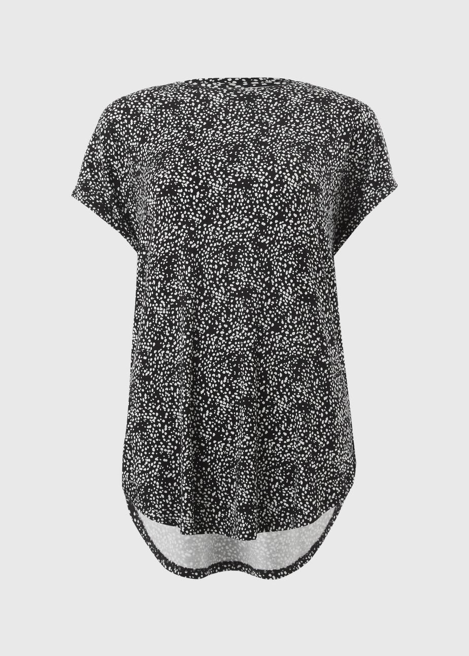 Black Printed Longline T-Shirt