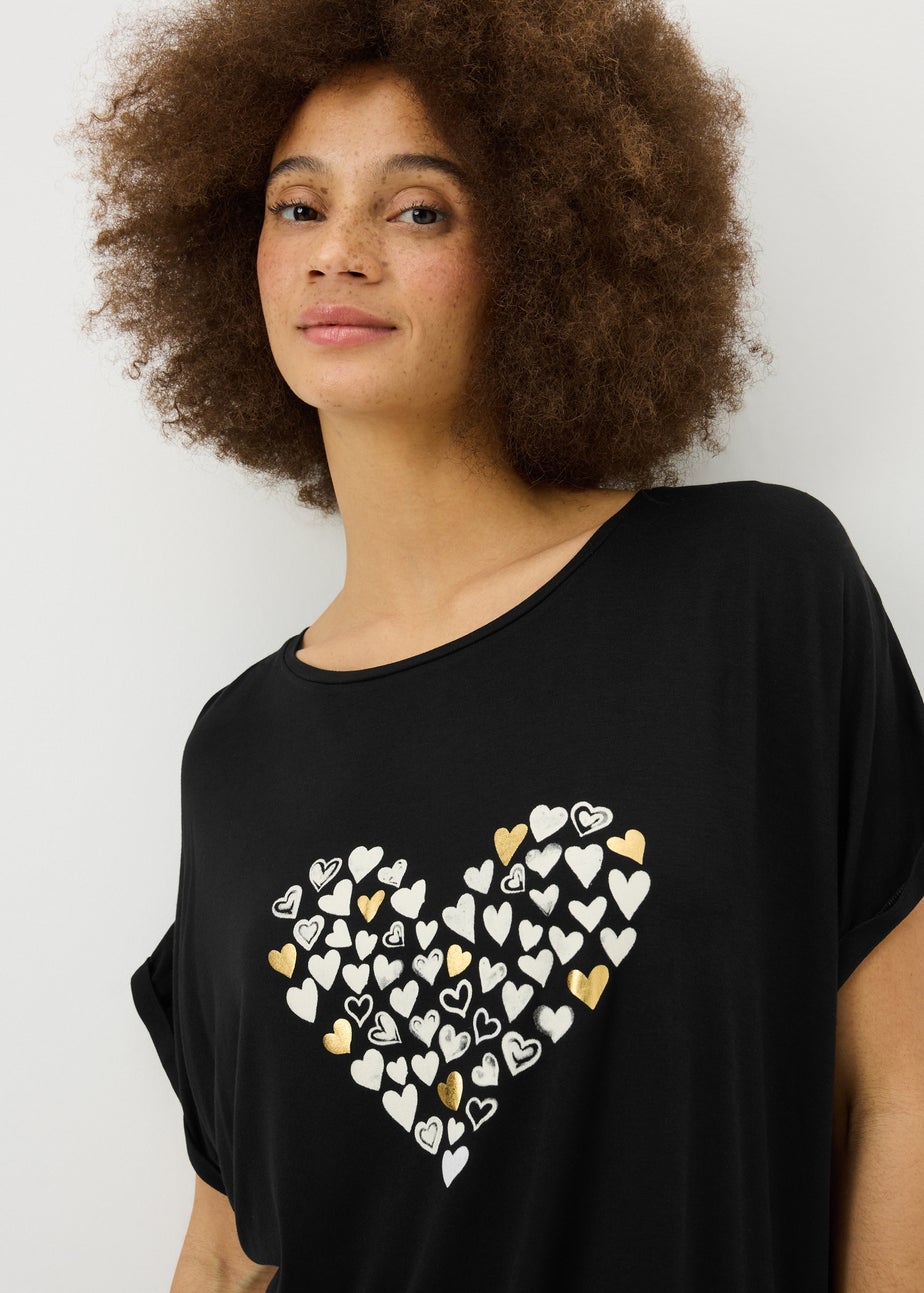 Black Heart Longline T-Shirt
