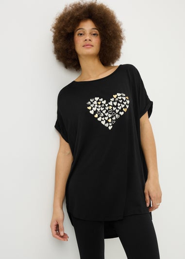 Black Heart Longline T-Shirt