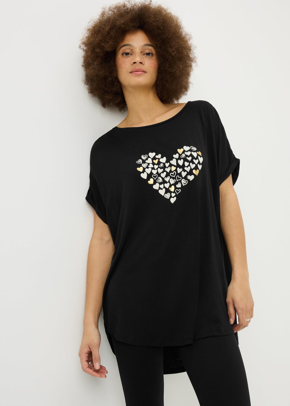 Black Heart Longline T-Shirt