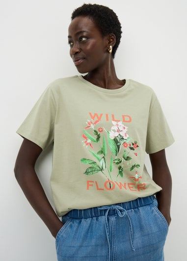 Green Wild Flower Graphic T-Shirt