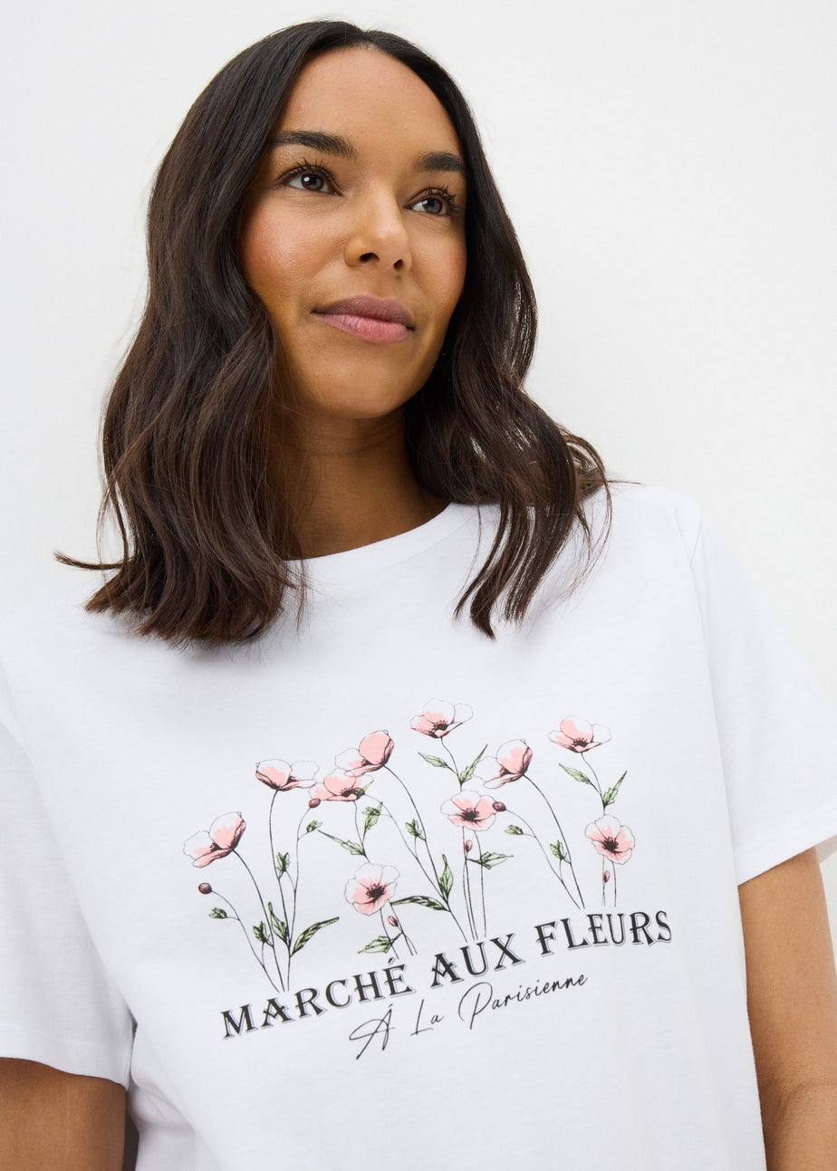 White Marche Aux Fleurs Graphic T-Shirt