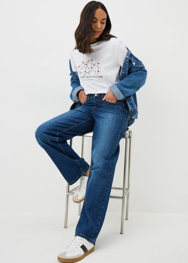 White Marche Aux Fleurs Graphic T-Shirt