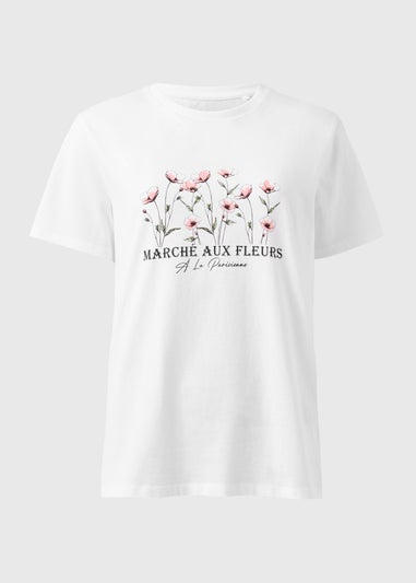 White Marche Aux Fleurs Graphic T-Shirt