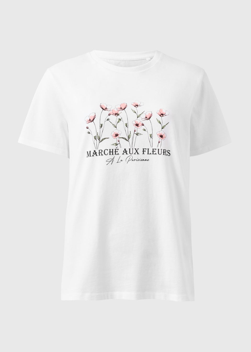 White Marche Aux Fleurs Graphic T-Shirt