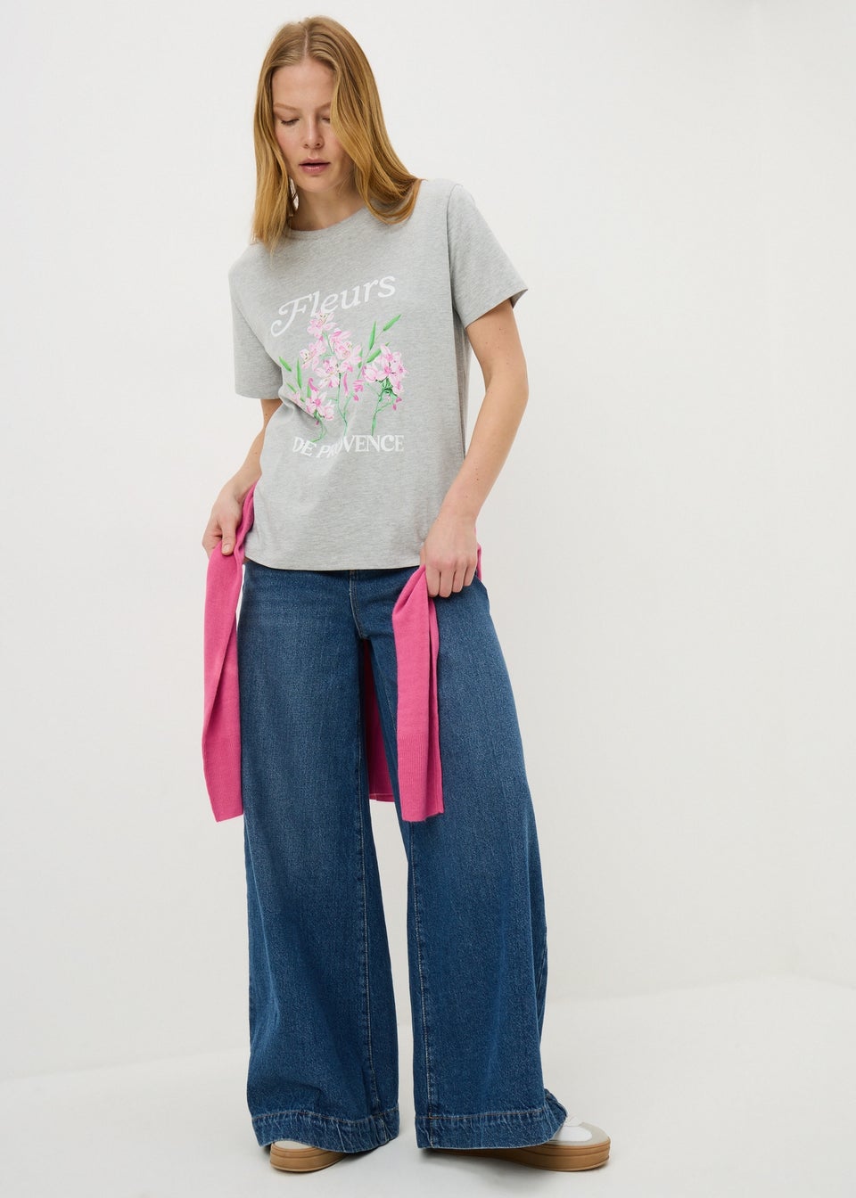 Grey Flower Provence Graphic T-Shirt