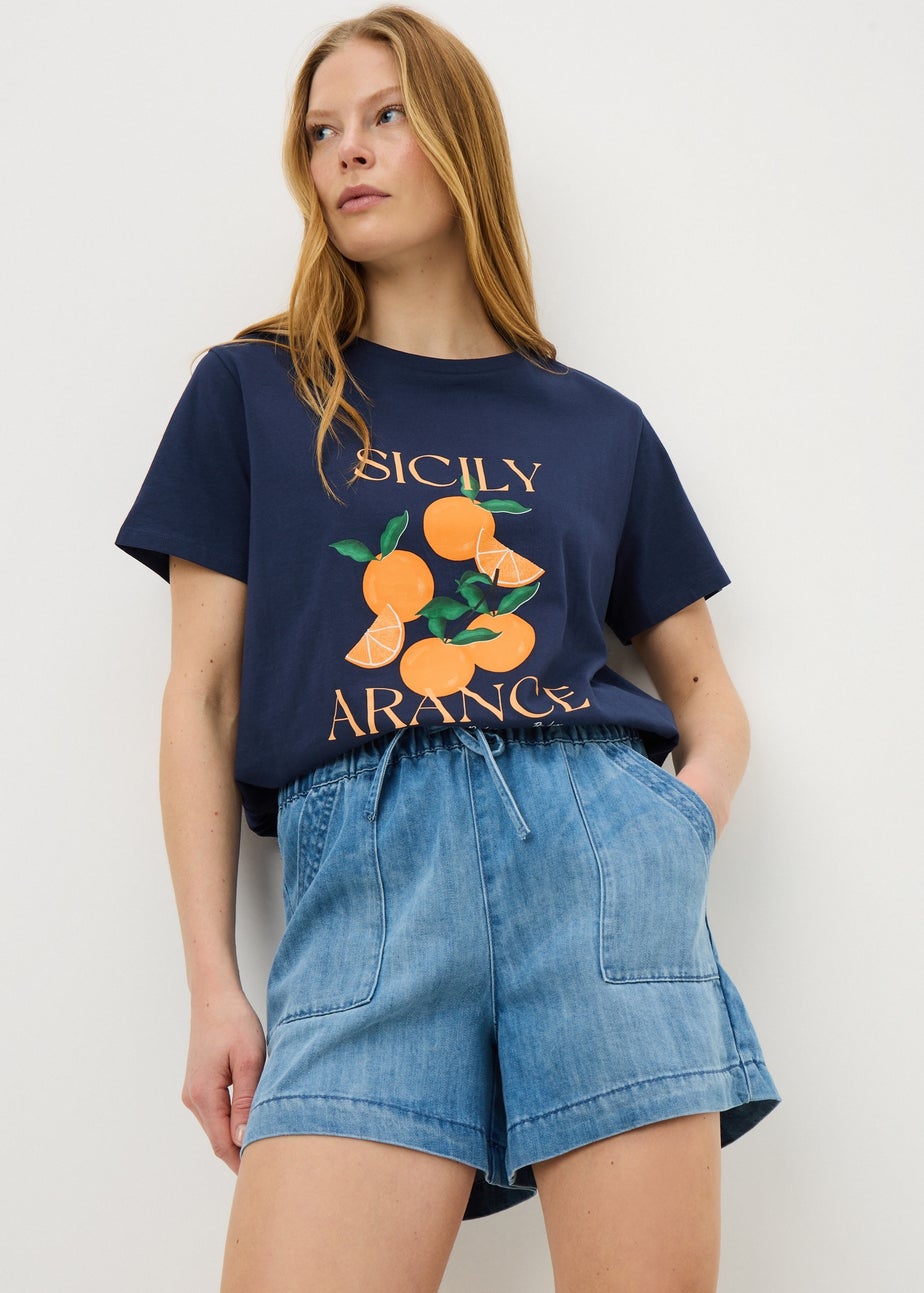 Navy Sicily Orange Graphic T-Shirt