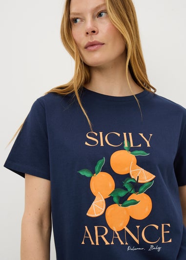 Navy Sicily Orange Graphic T-Shirt