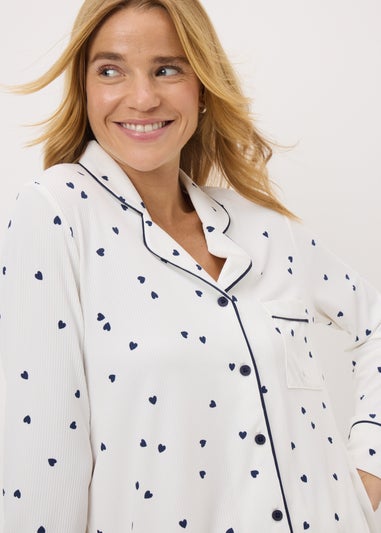 Cream Heart Button Pyjama Set