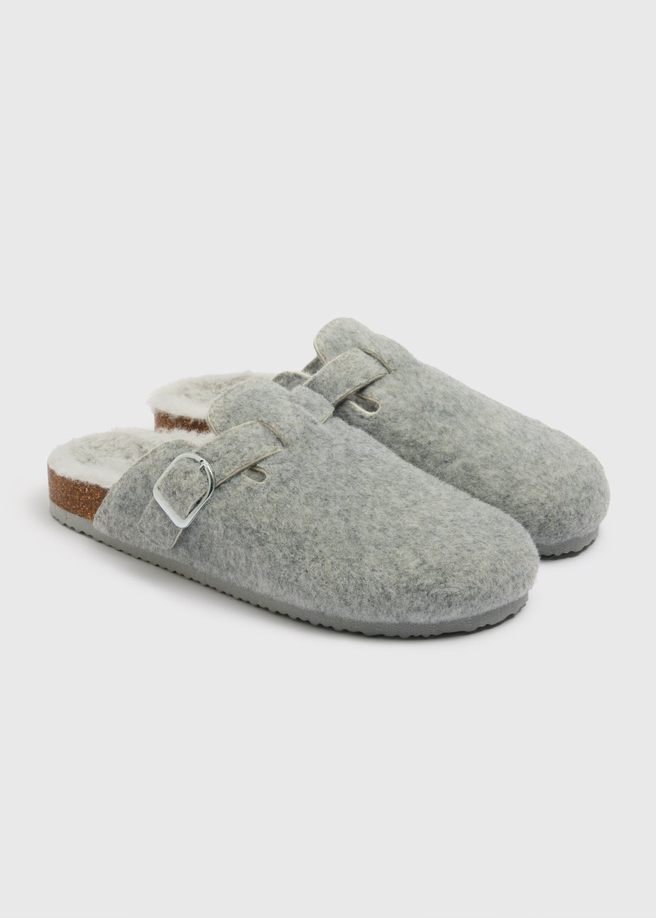 Grey Closed Toe Slippers