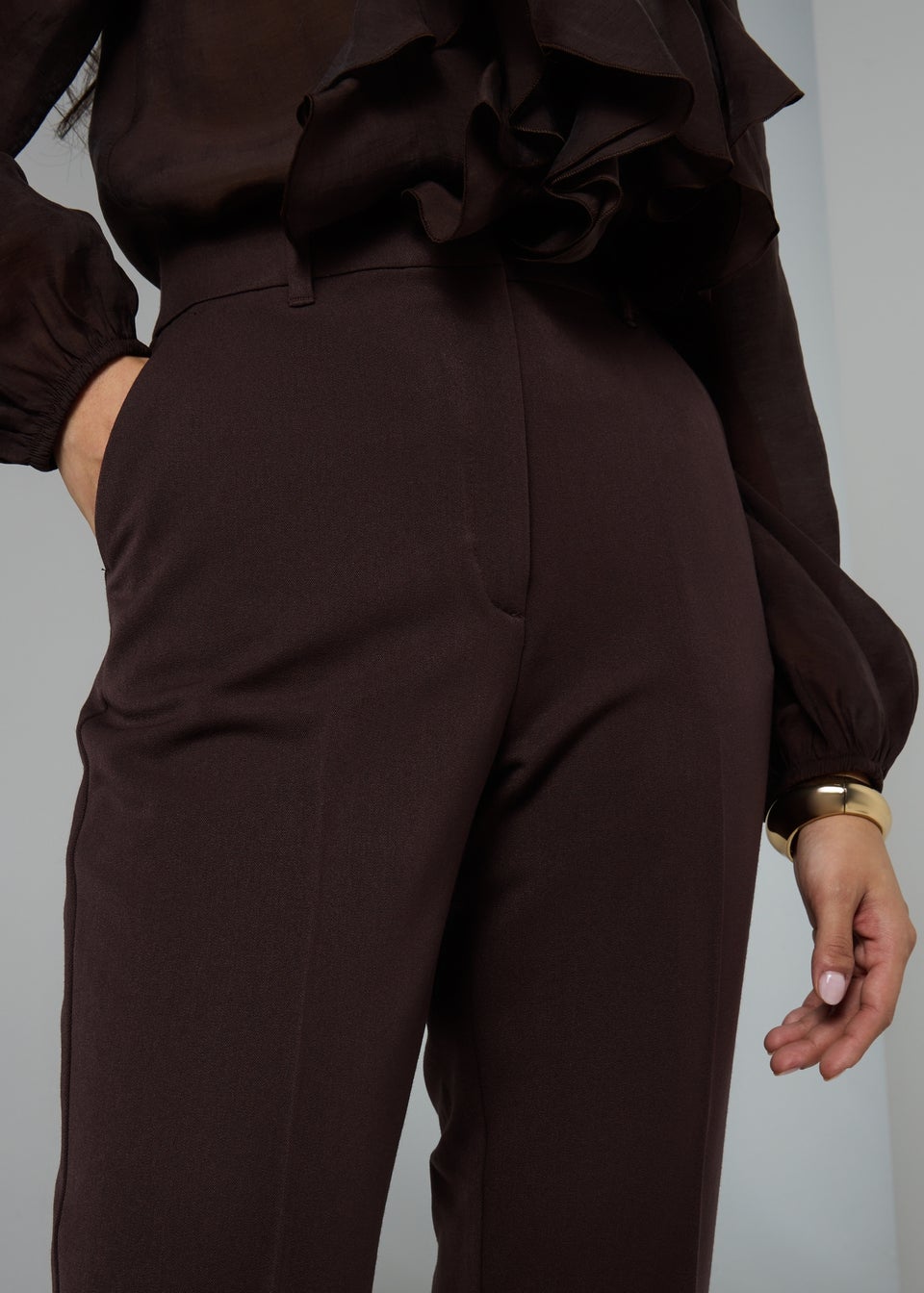 Et Vous Chocolate Brown Tapered Trousers