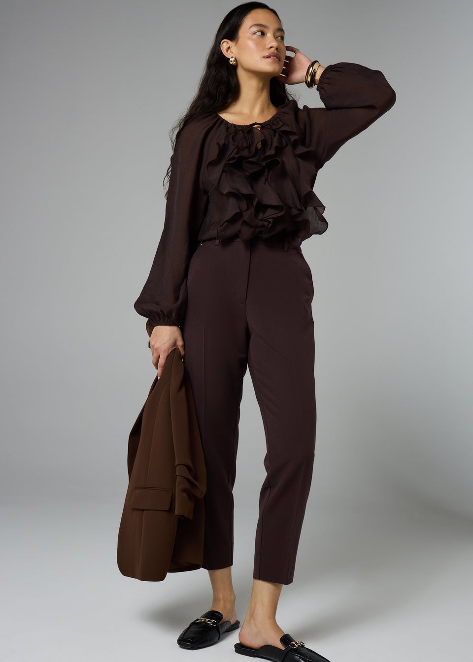 Et Vous Chocolate Brown Tapered Trousers