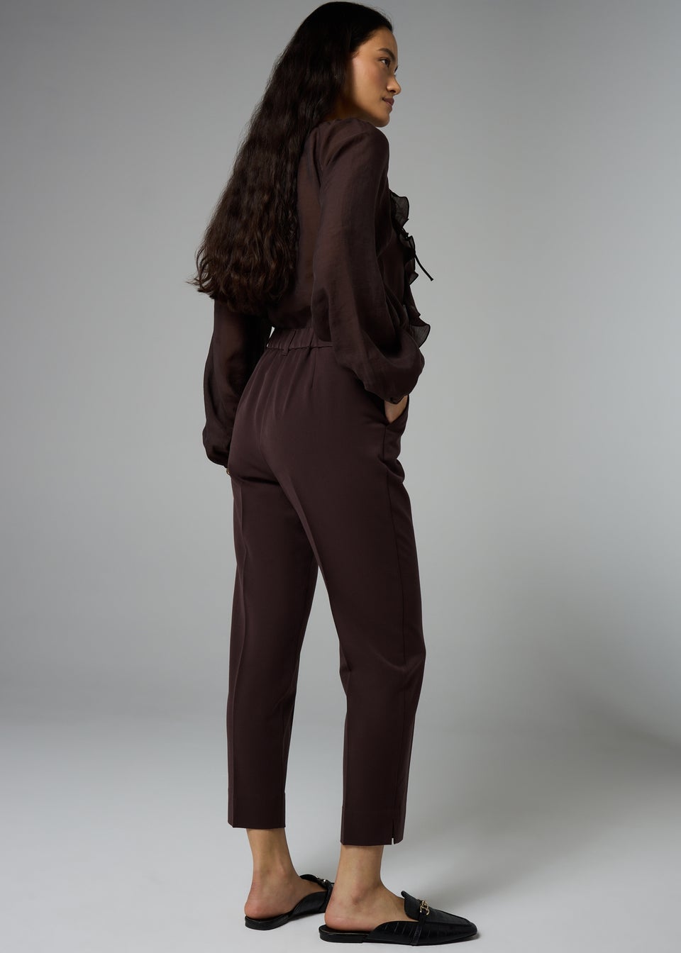 Et Vous Chocolate Brown Tapered Trousers