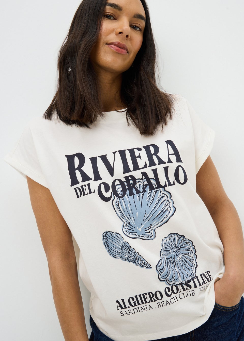 White Shell Graphic T-Shirt