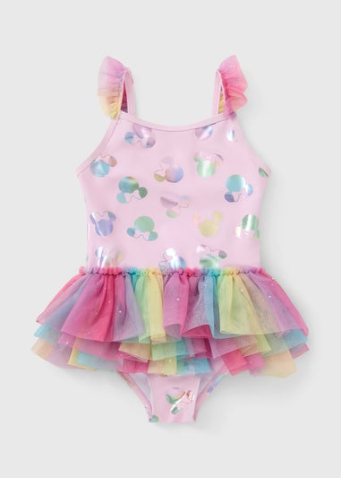 Disney Girls Pink Minnie Moue Tutu Swimsuit (12mths-7yrs)